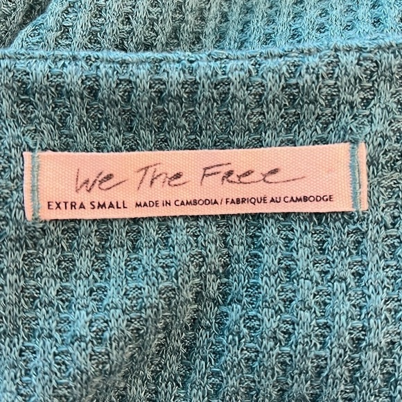 Free People We The Free North Shore Thermal Knit Tunic Top Turquoise XS - Picture 9 of 11